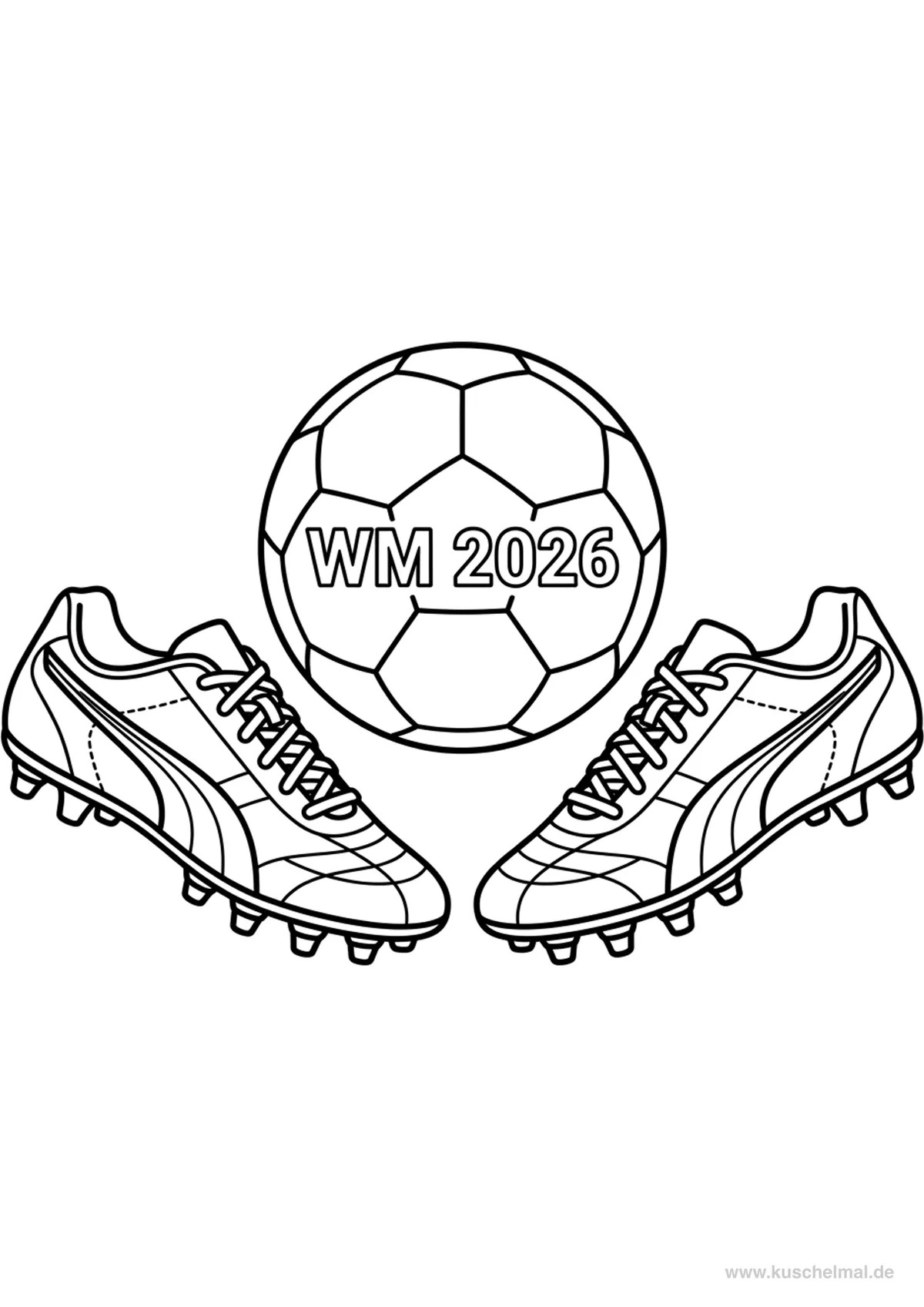 WM 2026 Fußballschuhe Ausmalbild - Kostenloses WM 2026 Ausmalbild für Kinder zum Ausdrucken