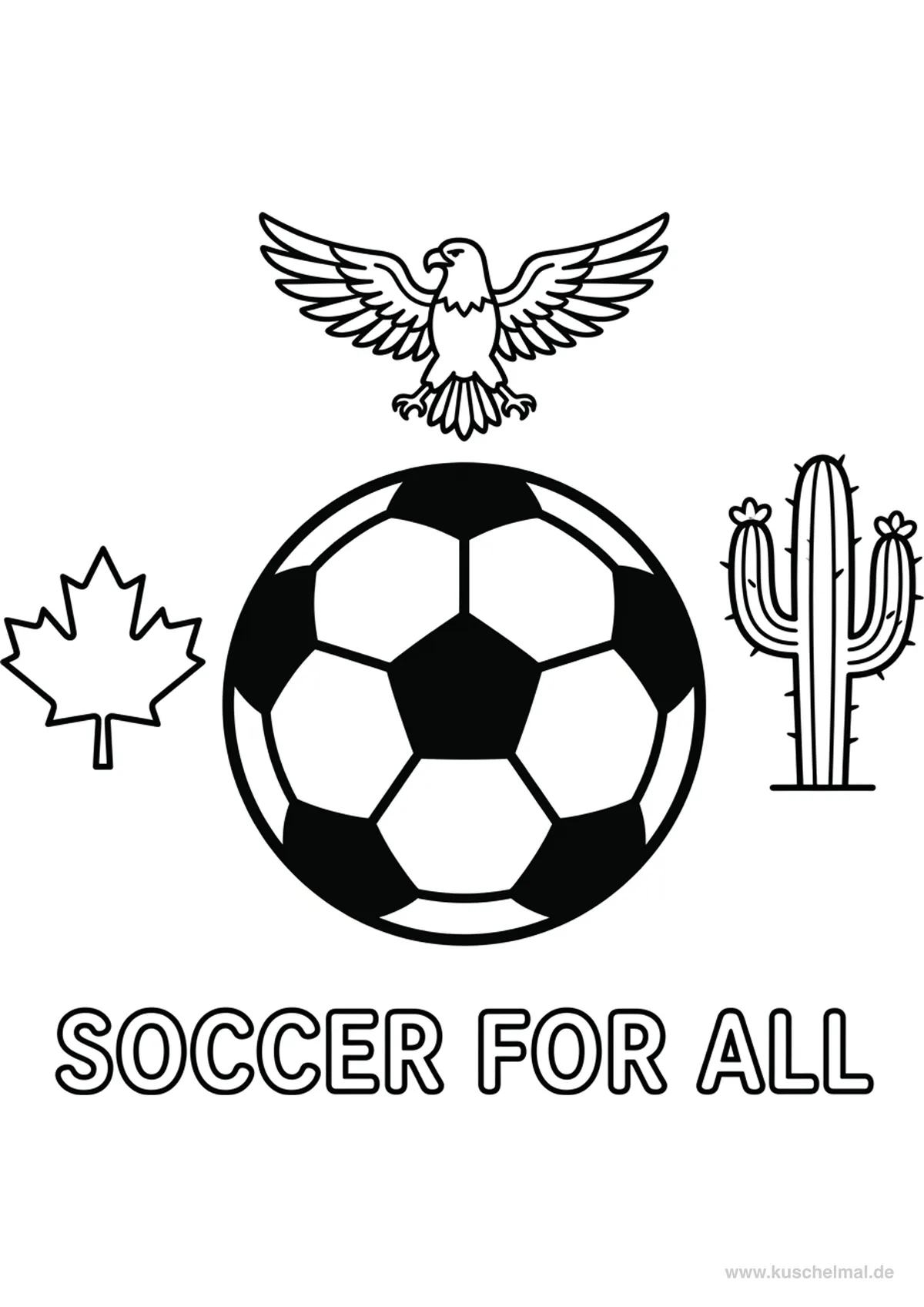 WM 2026 Gastgeber Symbole - Kostenloses WM 2026 Ausmalbild für Kinder zum Ausdrucken
