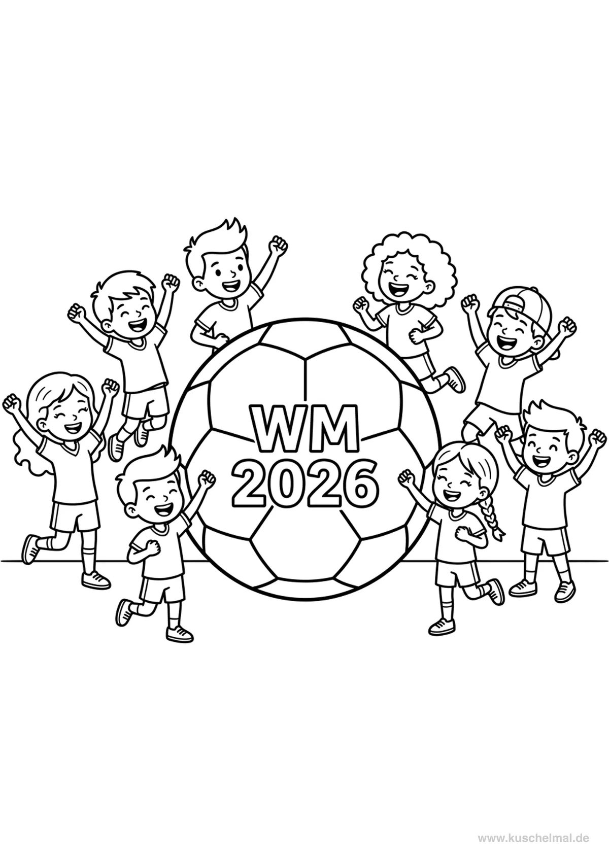WM 2026 Kinder Feier Ausmalbild - Kostenloses WM 2026 Ausmalbild für Kinder zum Ausdrucken