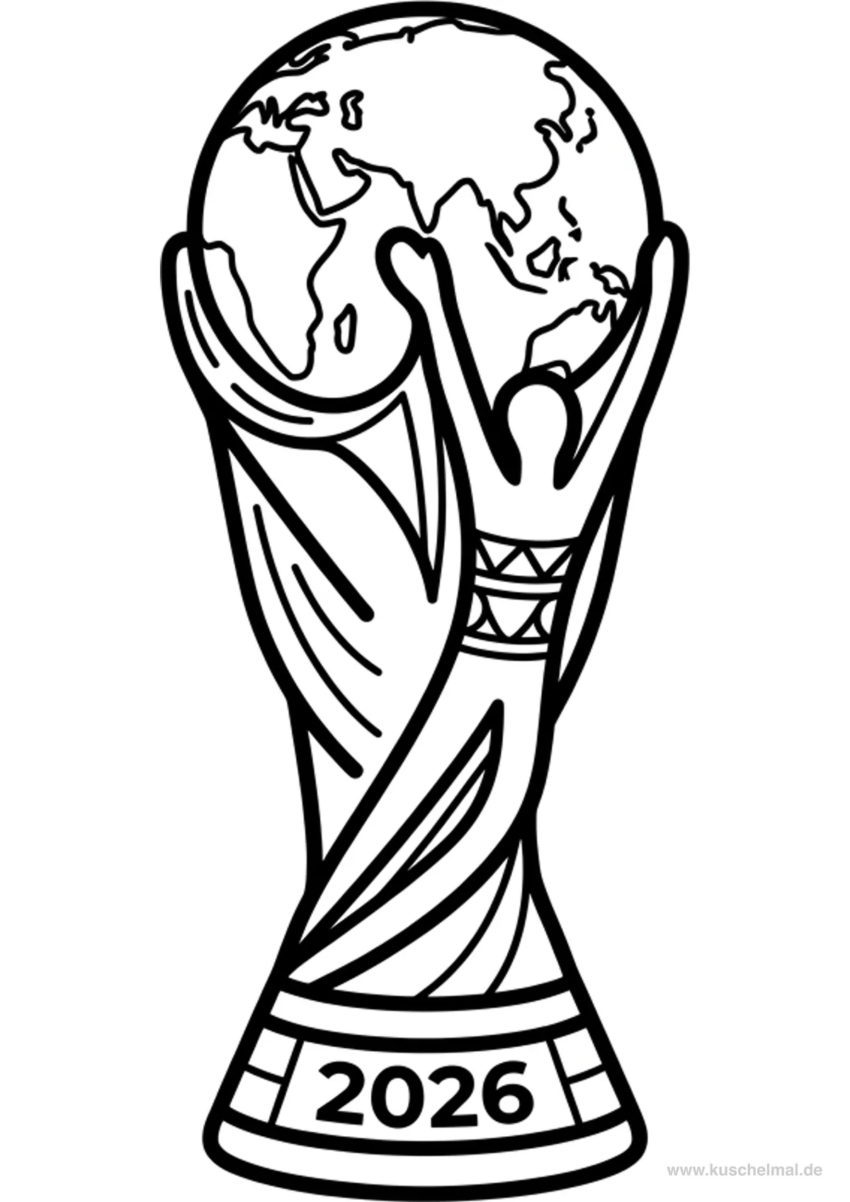 WM 2026 Pokal Ausmalbild - Kostenloses WM 2026 Ausmalbild für Kinder zum Ausdrucken