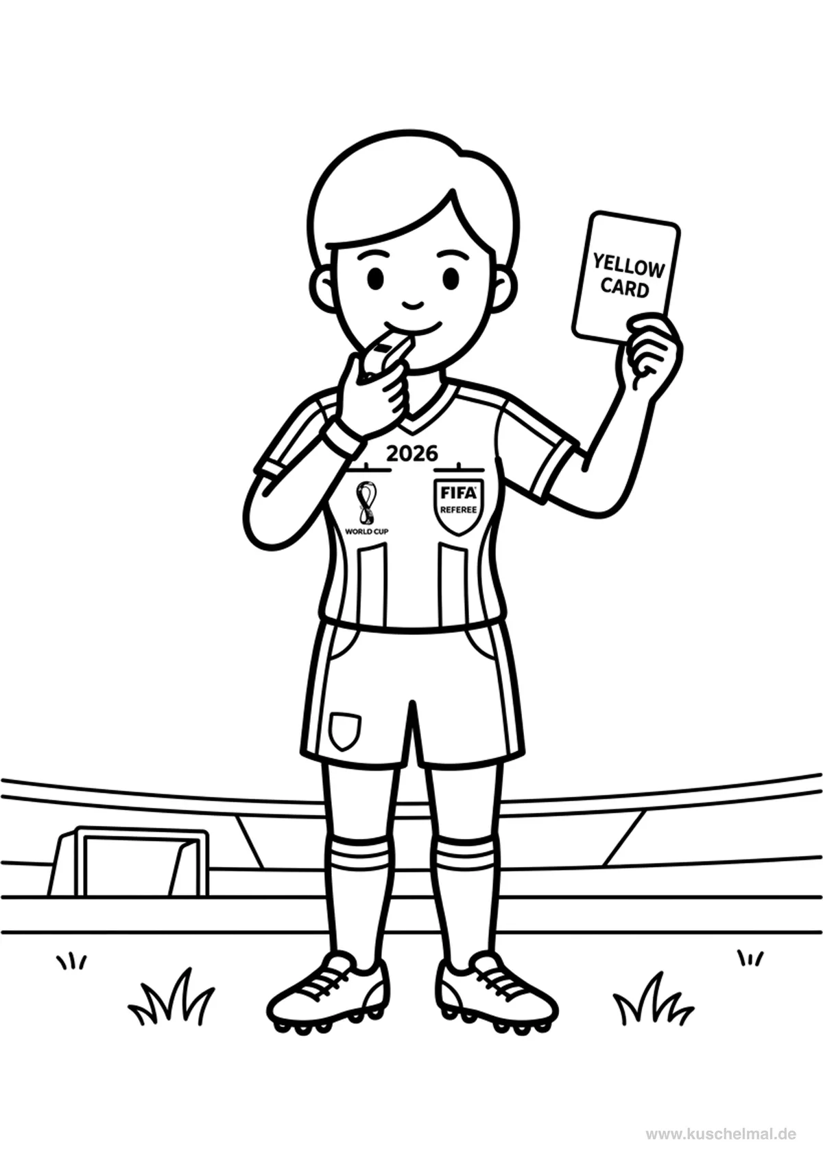 WM 2026 Schiedsrichter Ausmalbild - Kostenloses WM 2026 Ausmalbild für Kinder zum Ausdrucken