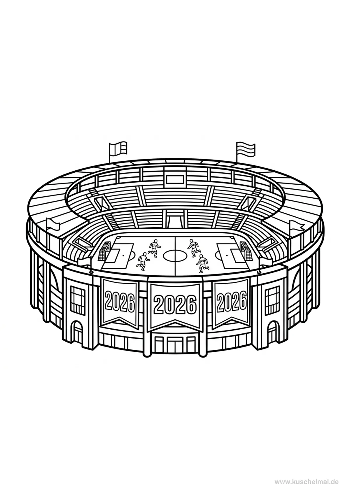 WM 2026 Stadion Ausmalbild - Kostenloses WM 2026 Ausmalbild für Kinder zum Ausdrucken
