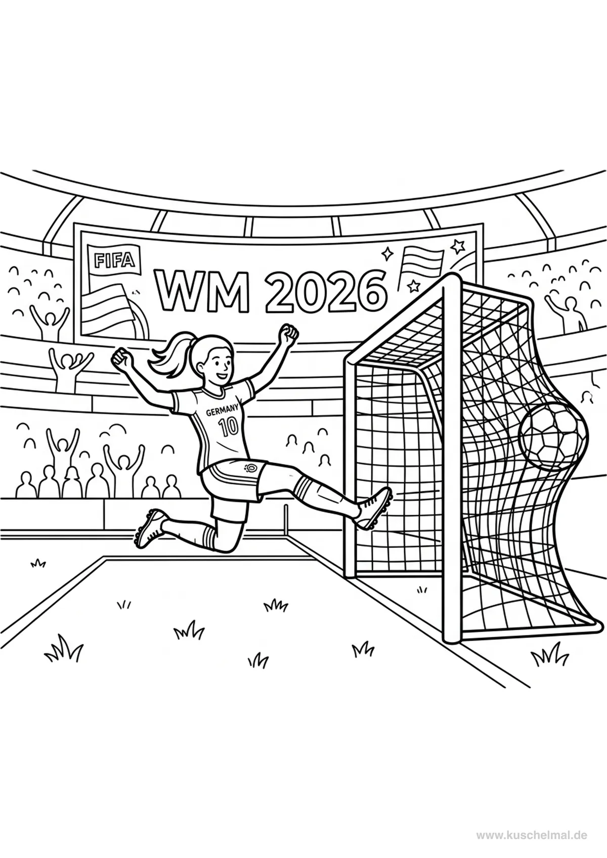 WM 2026 Tor Ausmalbild - Kostenloses WM 2026 Ausmalbild für Kinder zum Ausdrucken