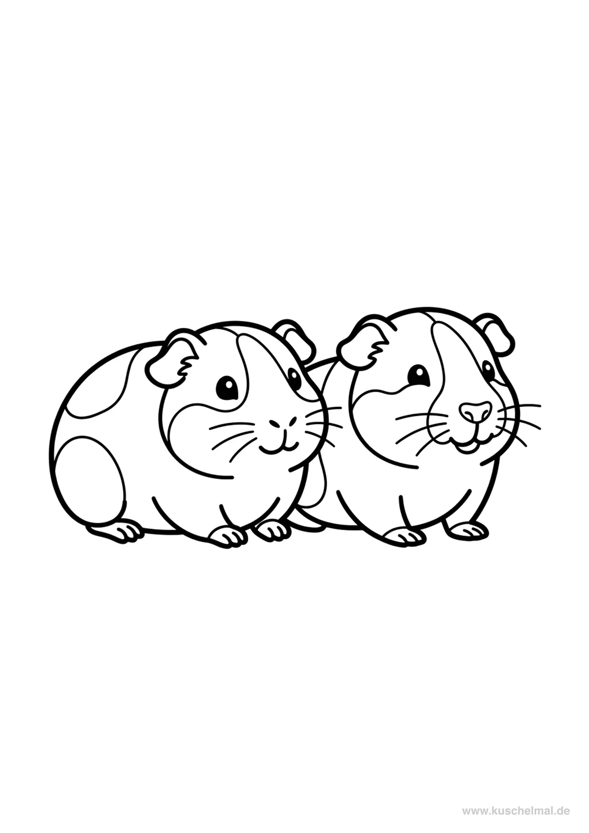 Zwei Meerschweinchen Ausmalbild - Kostenloses Meerschweinchen Ausmalbild für Kinder zum Ausdrucken